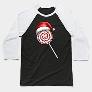 Candy Cane Lollipop Santas Hat Merry Christmas Baseball T-Shirt